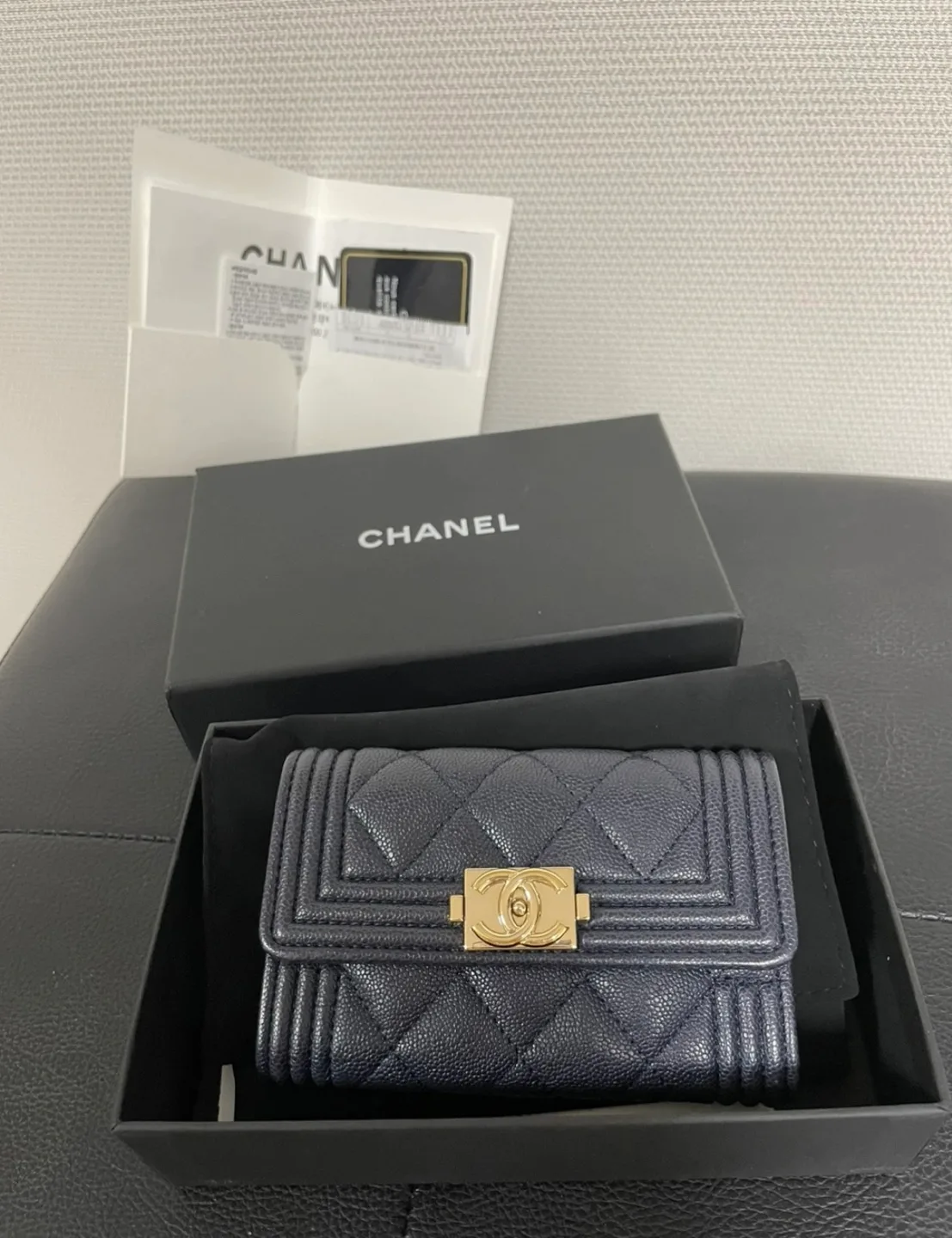 (정품) 샤넬 보이 똑딱이 카드지갑