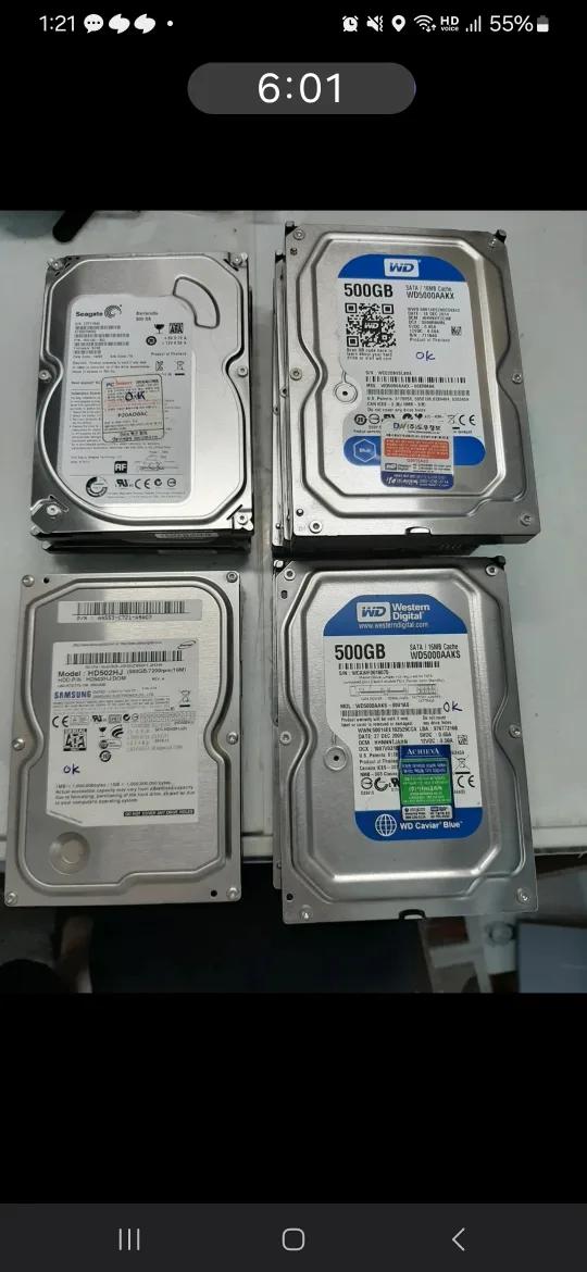 중고 500기가 하드디스크 팝니다 (배드검사완료)