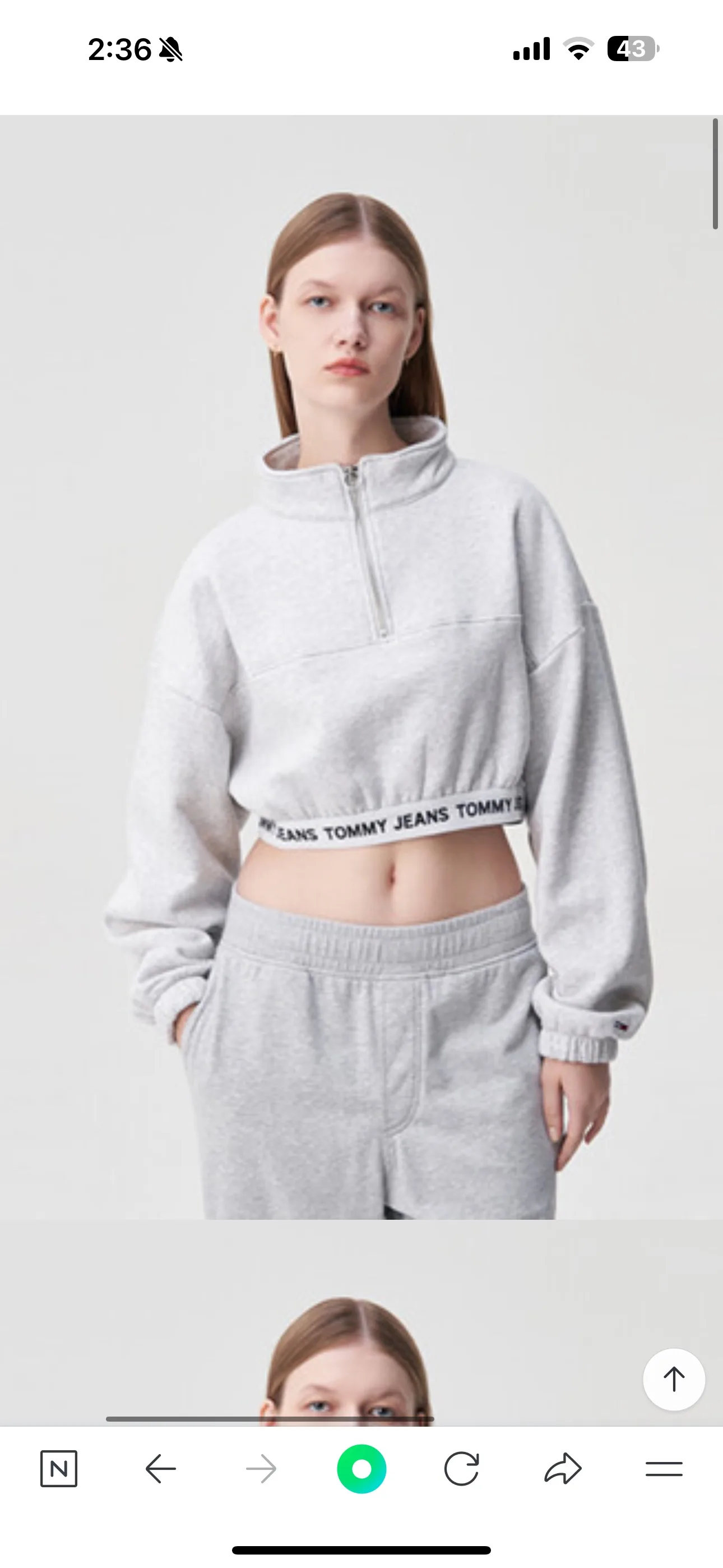 [중고] 타미진스 로고밴드 반집업 맨투맨(그레이, L, 66, 77)