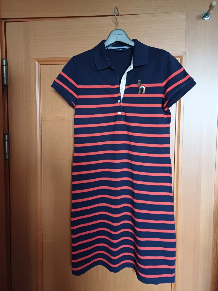 중고 헤지스 스트라이프 반팔 카라 원피스