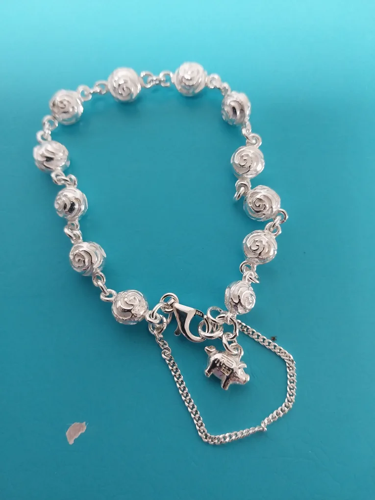 중고아님 직접제작  925실버장미팔찌