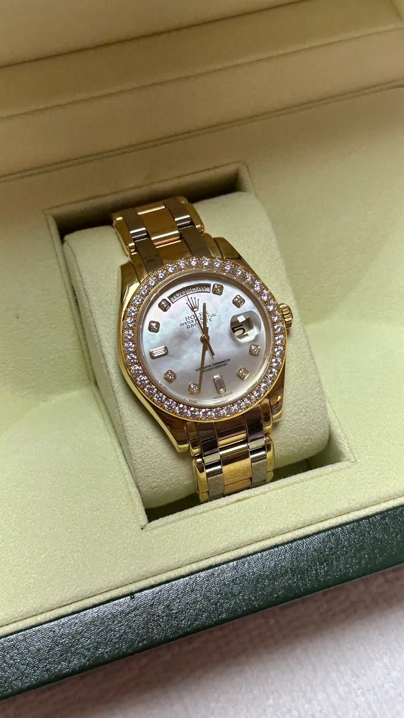 Rolex 롤렉스 펄마스터 리미티드 에디션 39mm 다이아 세팅 자개판 텐포인트 금통 한정판 정품 명품 시계