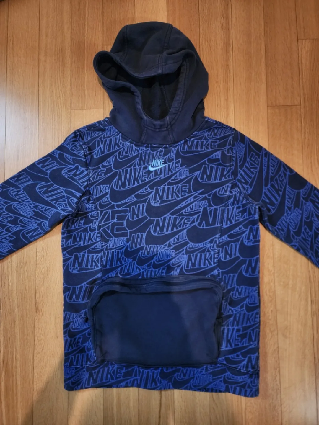 중고 L (키~155/가슴둘레~75) - 나이키 주니어 지퍼 수납 포켓 모크넥 테리 후드티