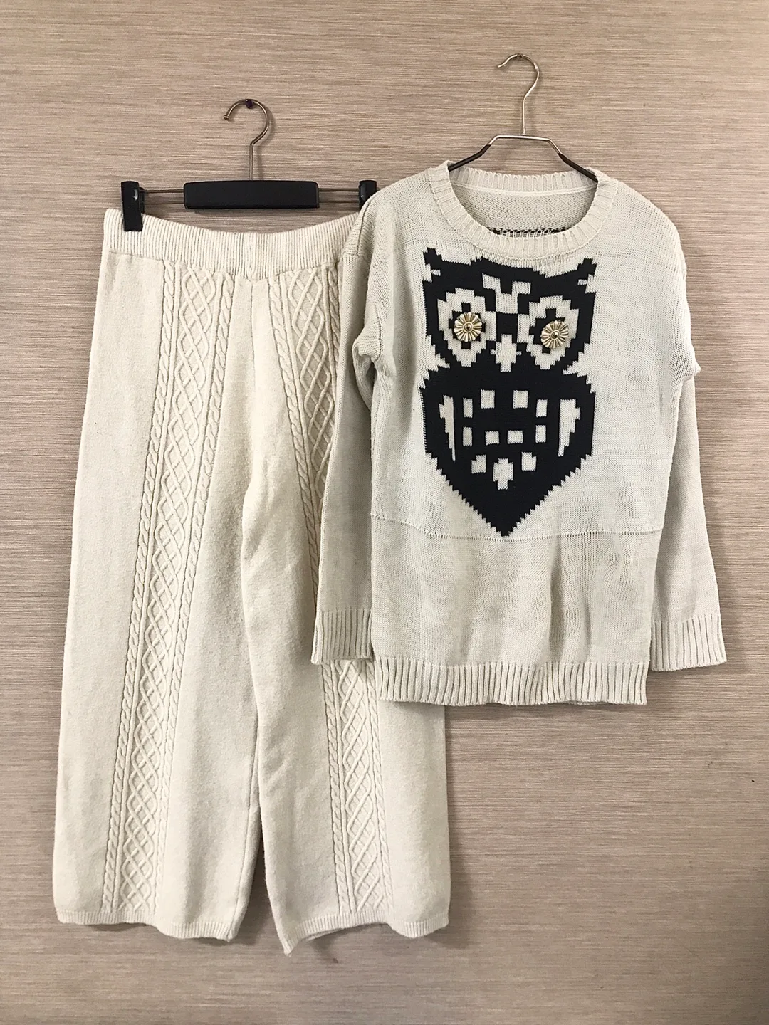 🤍긴팔 니트+(서비스)롱 와이드 니트팬츠