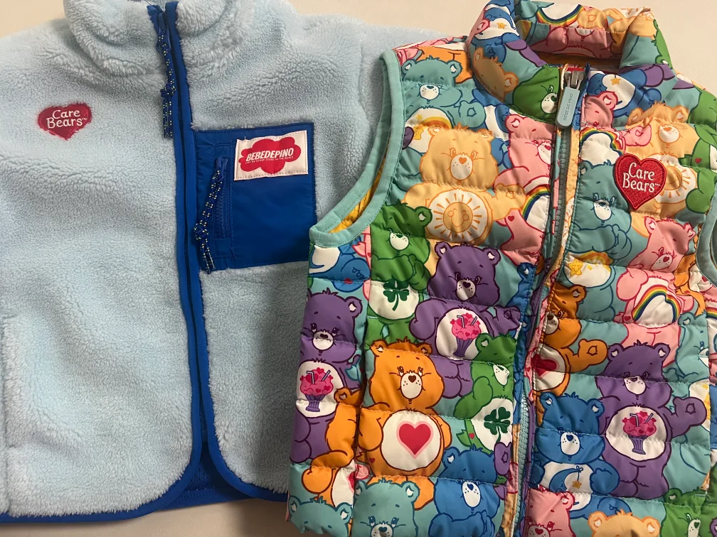 베베드피노 케어베어 유아 겨울옷 90사이즈 패딩조끼 폴리스잠바 각개2만 팝니다 깨끗한중고