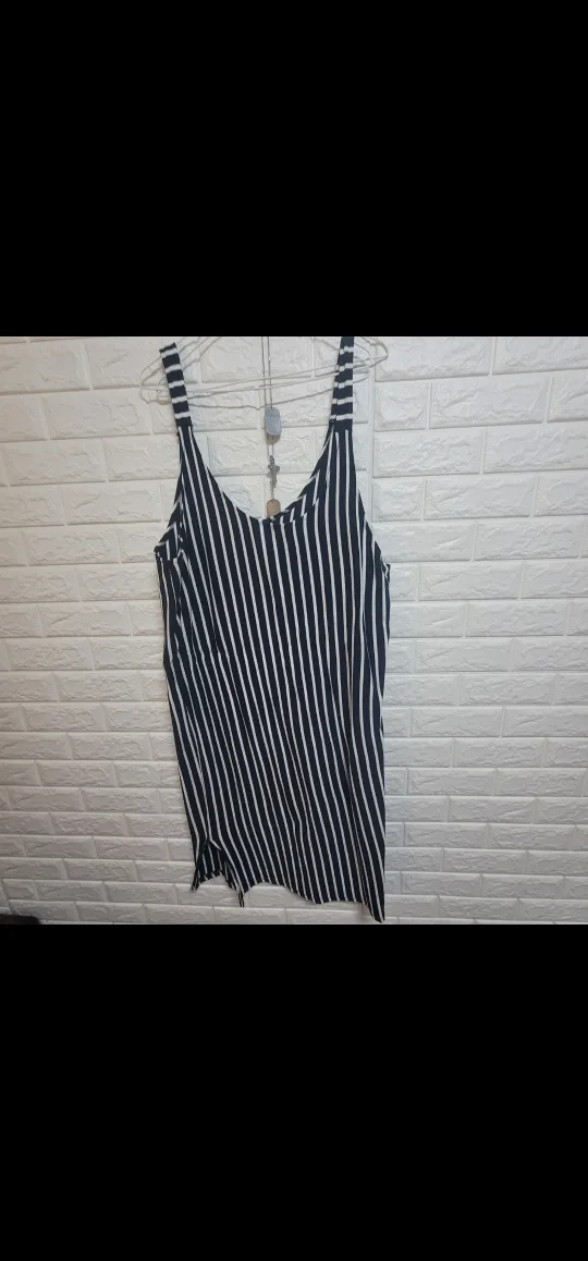 (중고)스트라이프 끈나시 원피스