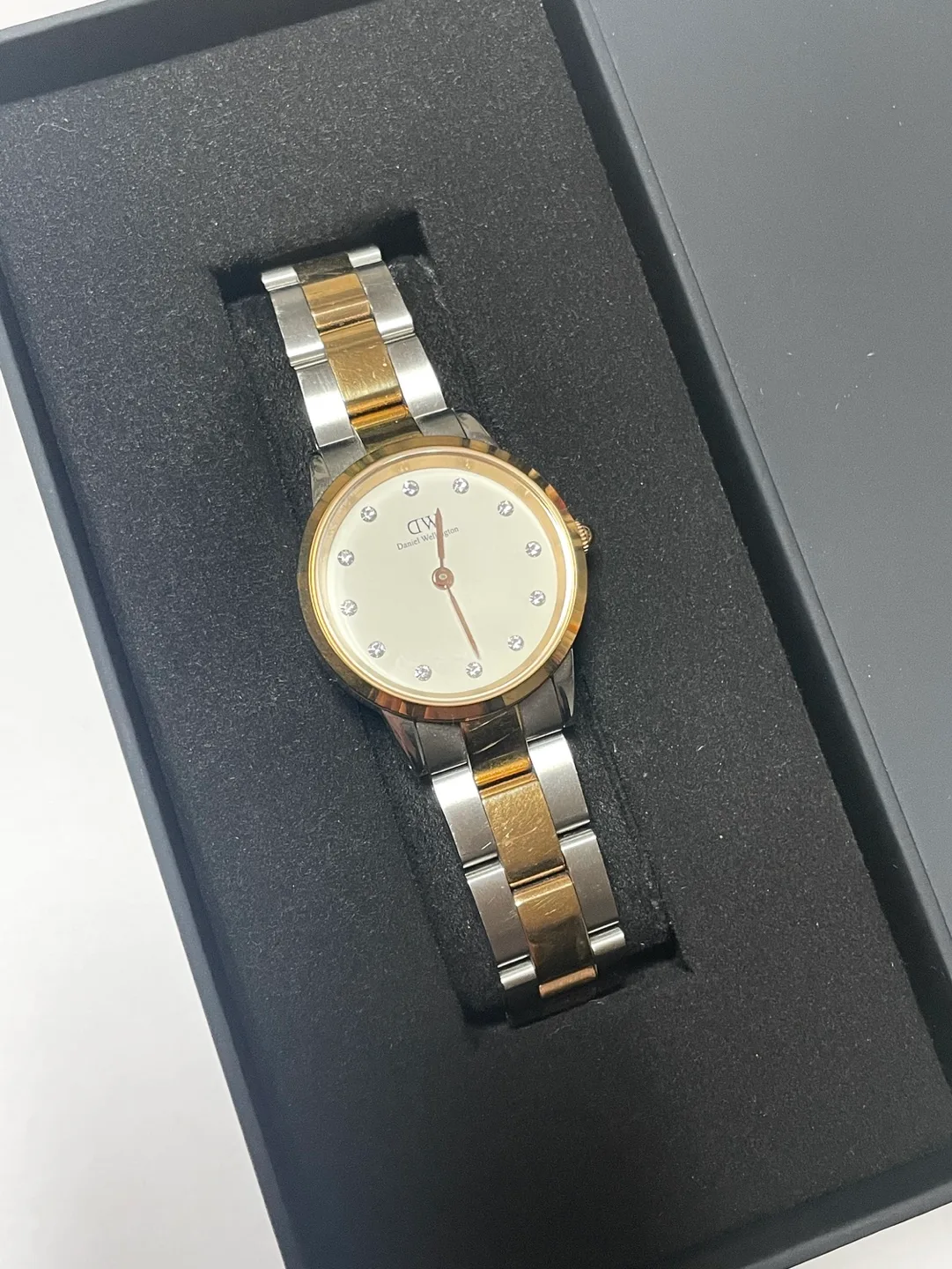 다니엘 웰링턴 클래식 28mm 로즈골드 콤비 여성 손목 시계