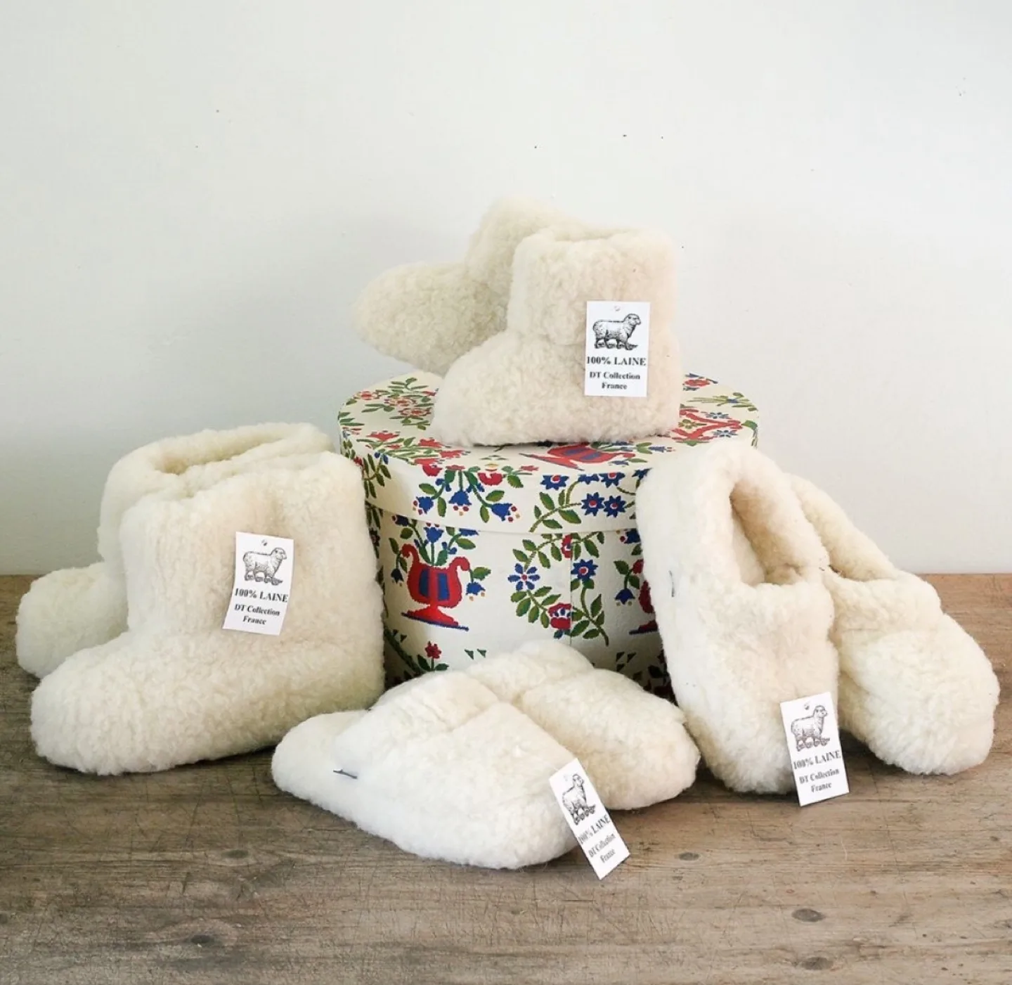 프렌치 양모 실내화 시어링