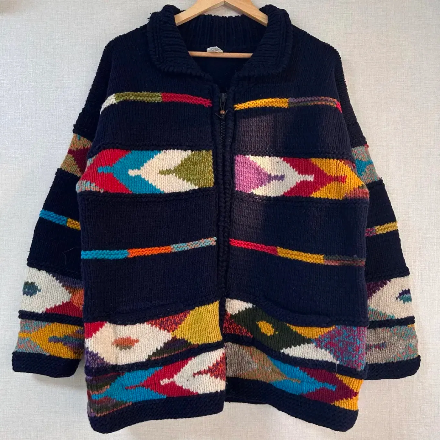 일본빈티지 헤비니트 코위찬 가디건