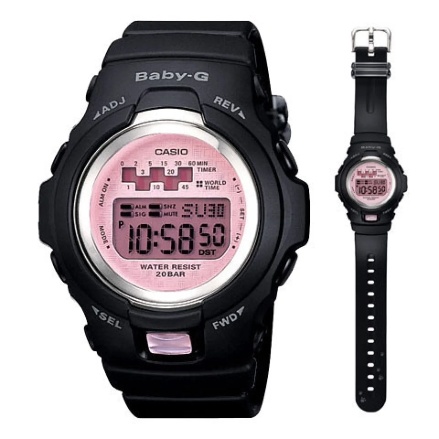 (중고) BABY-G 베이비지 퍼피가든(검정/분홍)