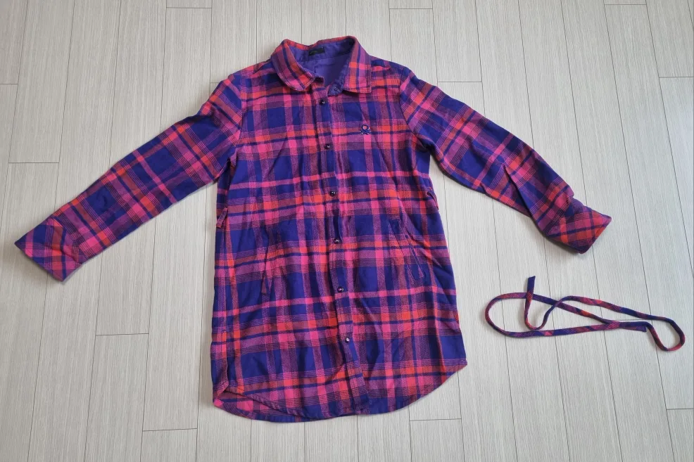 [중고] 베네통키즈 체크 남방 145