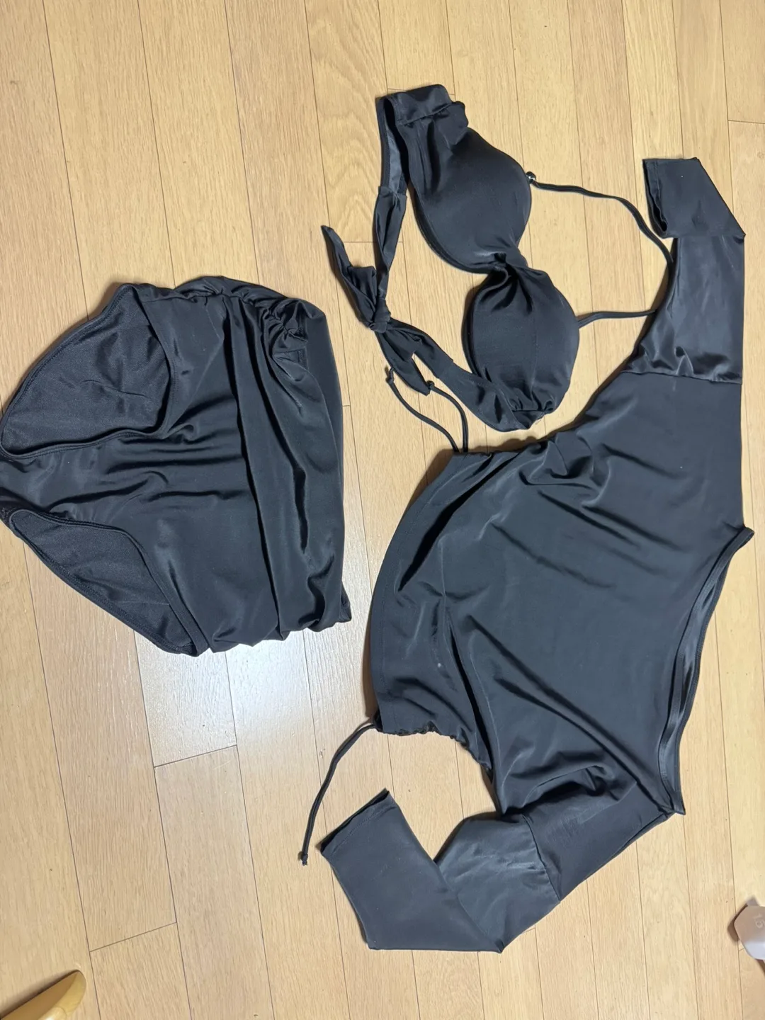 블랙 래쉬가드 수영복 3종 세트