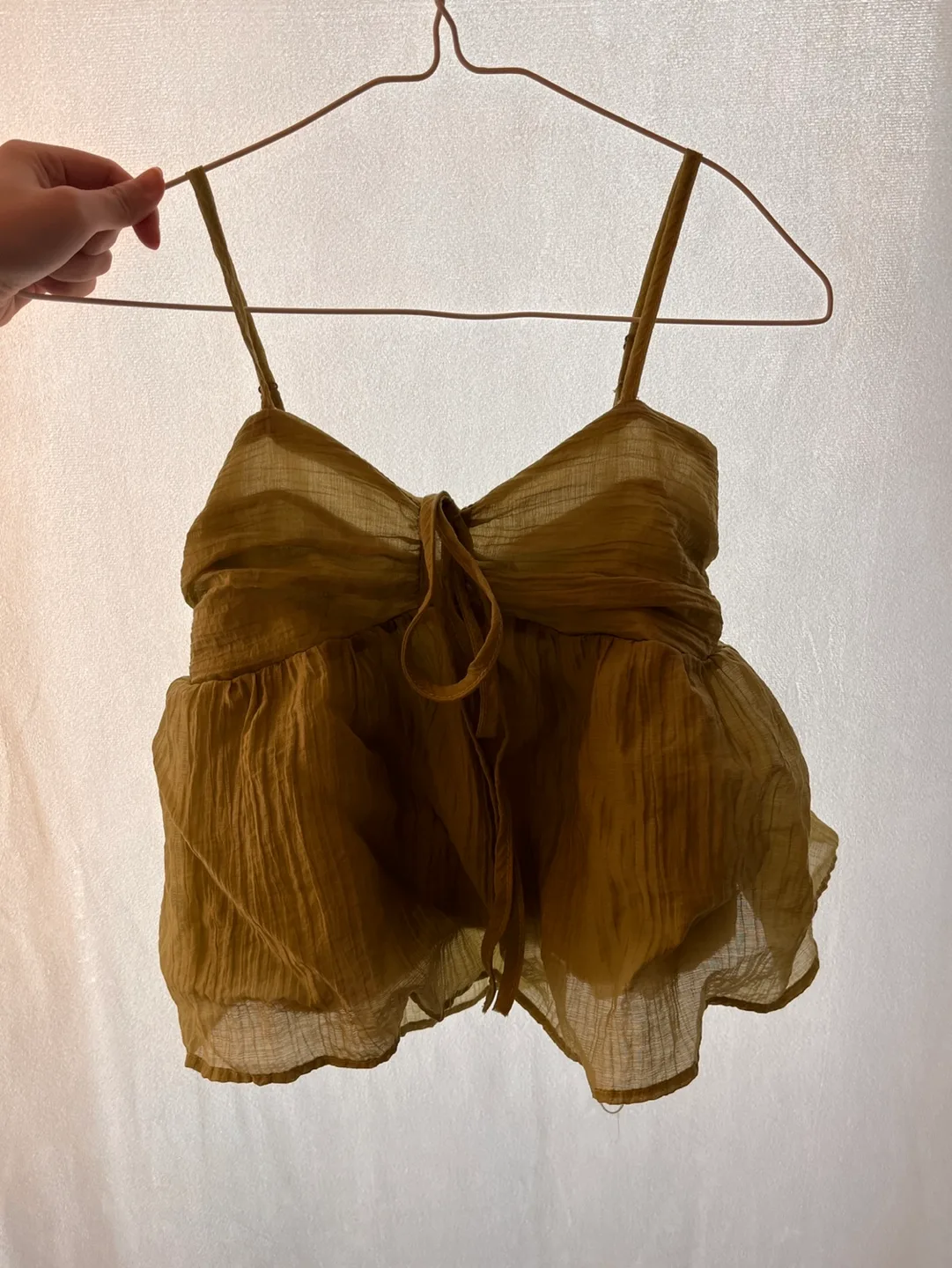 연두샥 린넨 크롭탑