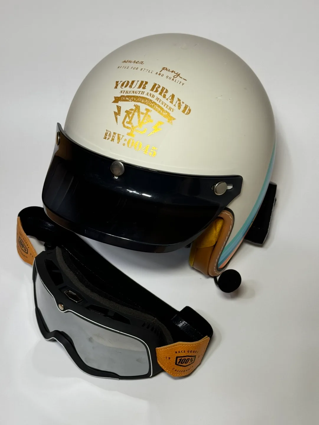 [중고품] 오픈페이스 헬멧 고글 세트 + 세나 포함