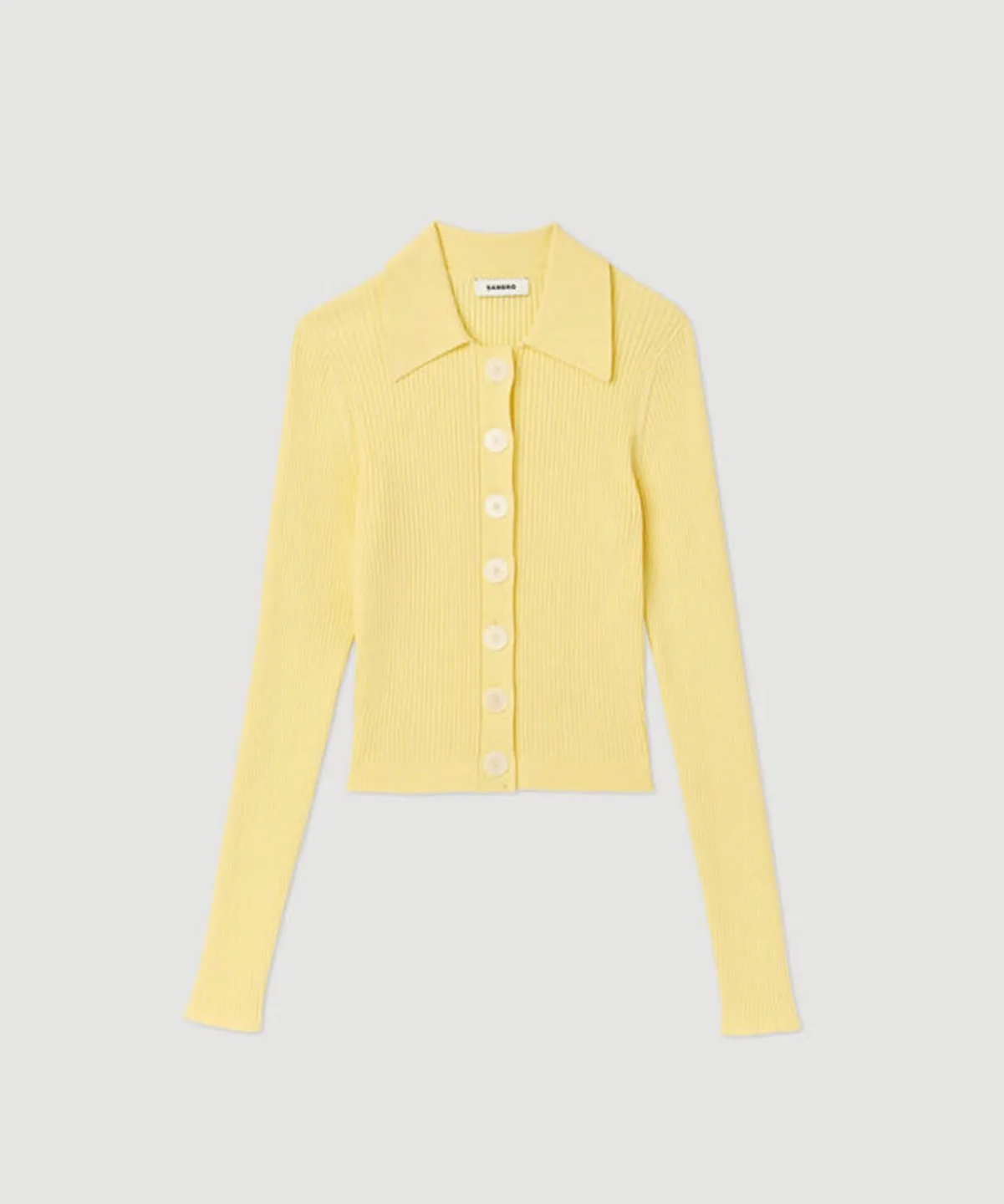 SANDRO 산드로 23SS 옐로우 카라 칼라 골지 슬림핏 가디건
