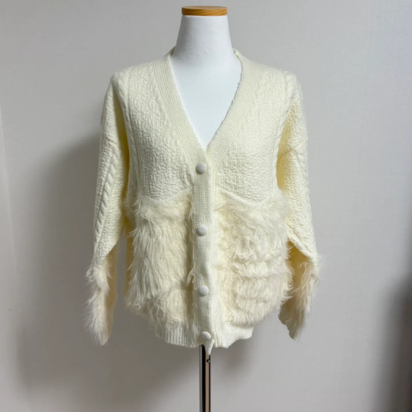 퍼 가디건 아이보리