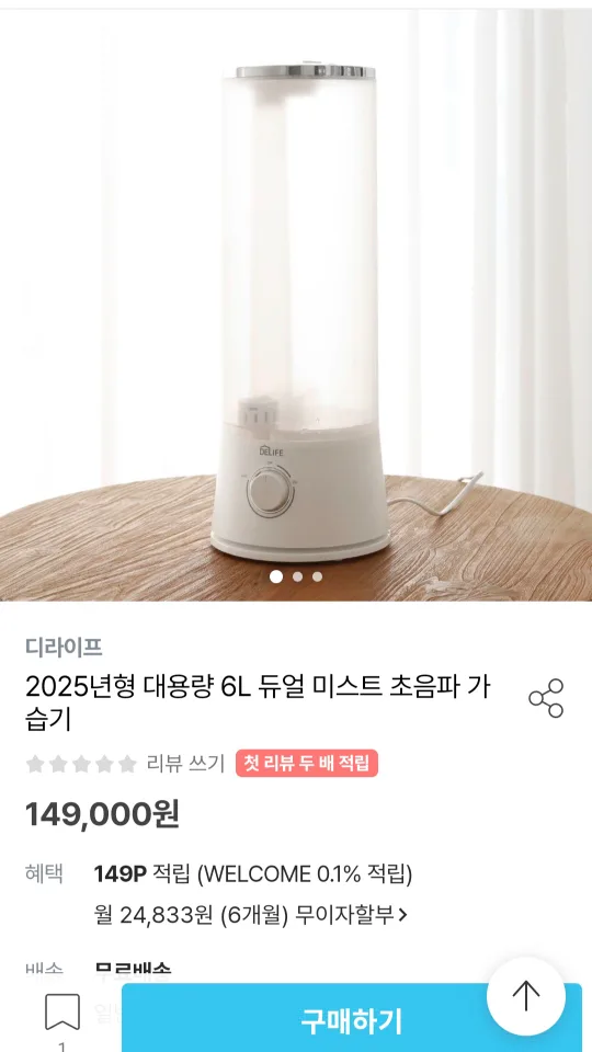 디라이프 듀얼 미스트 6  가습기