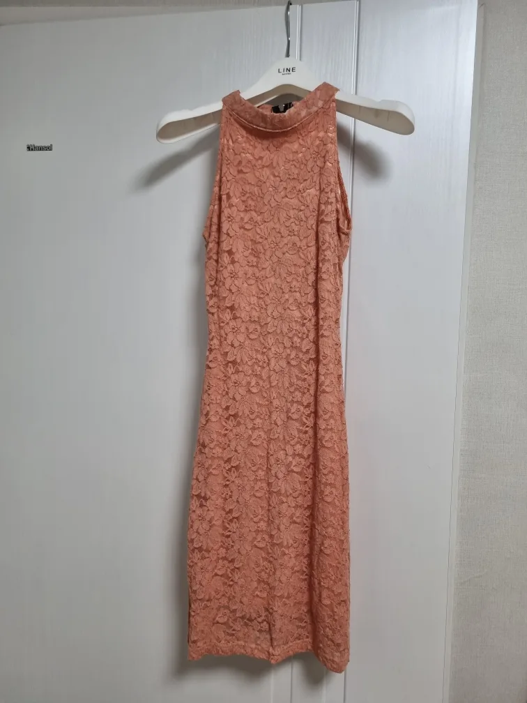 [새상품] 살구색 홀터넥 레이스 원피스