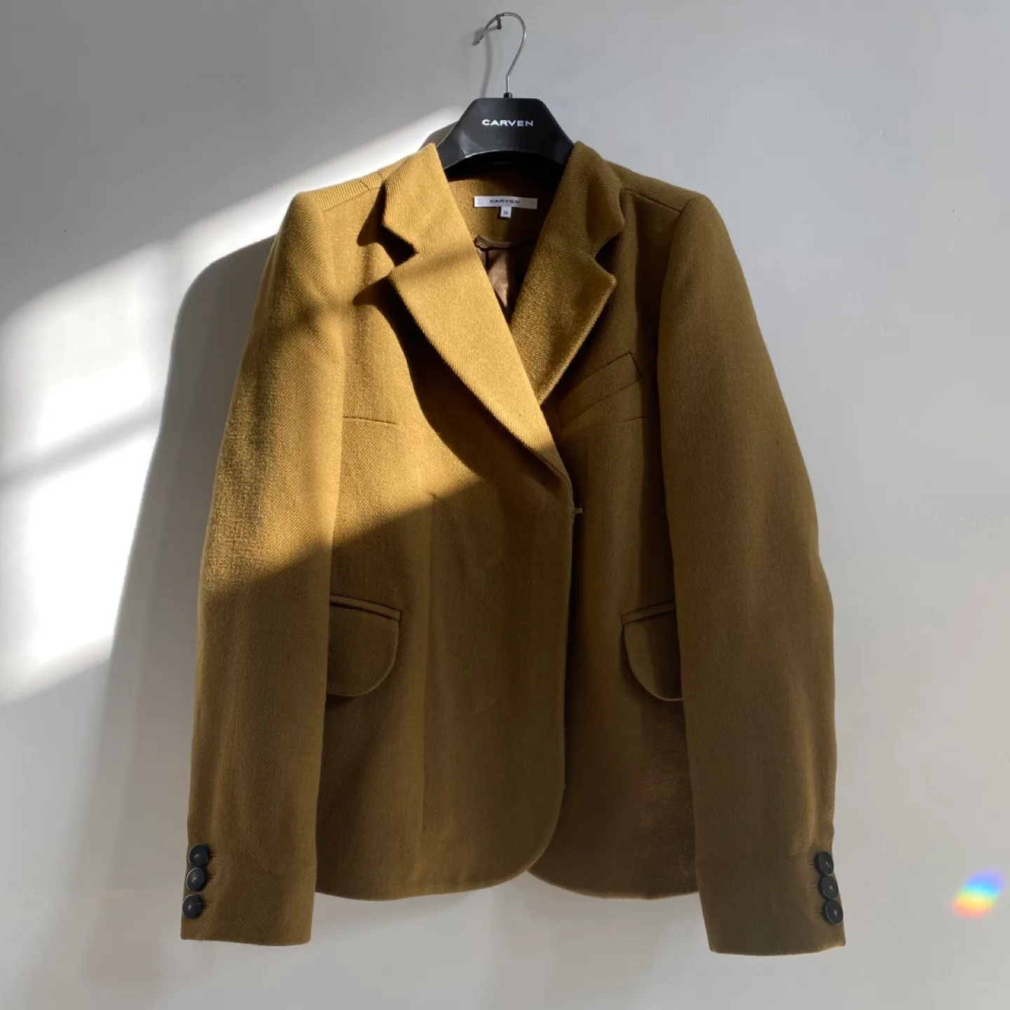 Carven 까르뱅 모직 자켓 울 린넨 혼방 숏 자켓 모직 코트 비이커