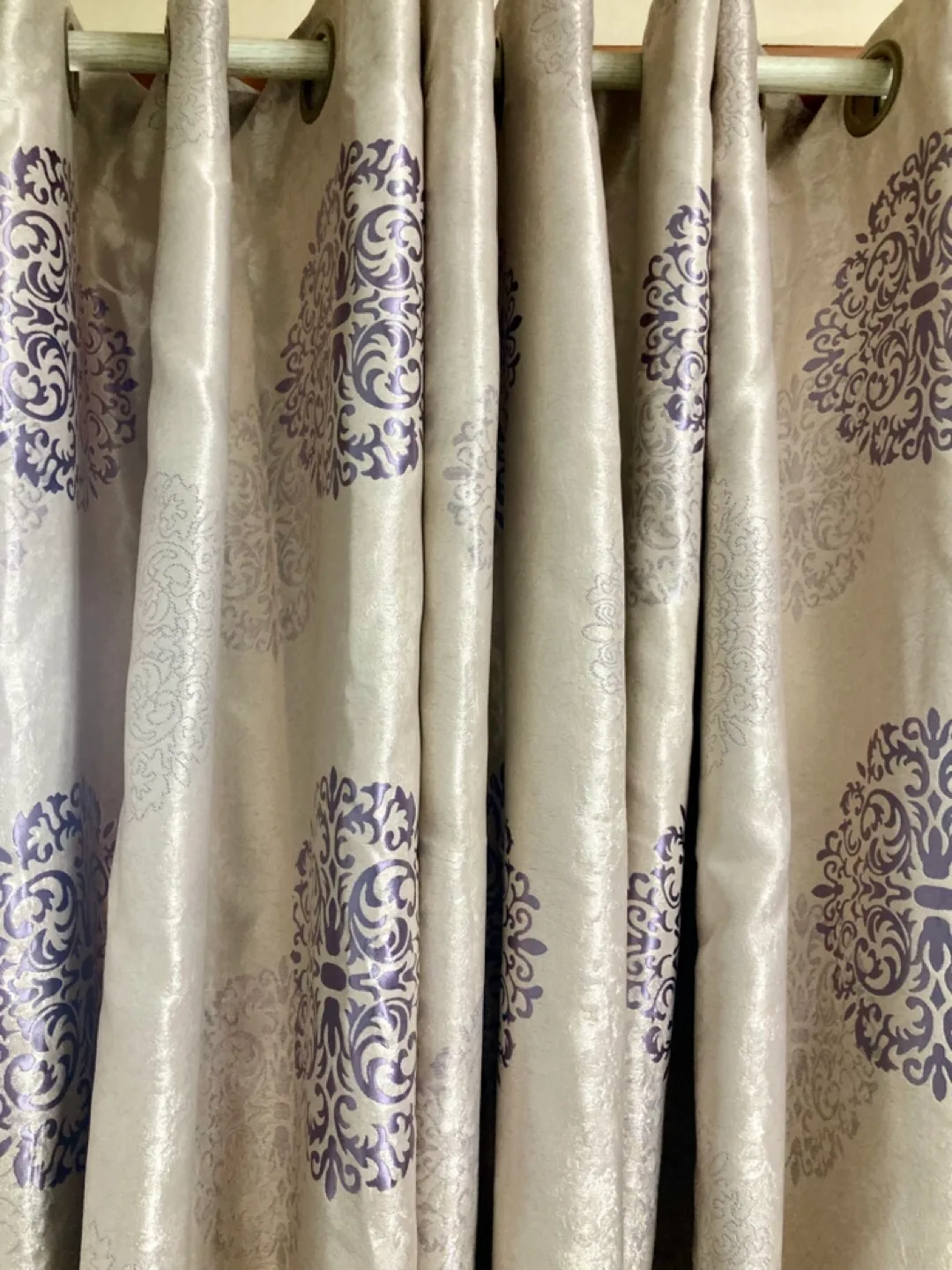 [중고] 보라색 무늬 암막커튼(560)