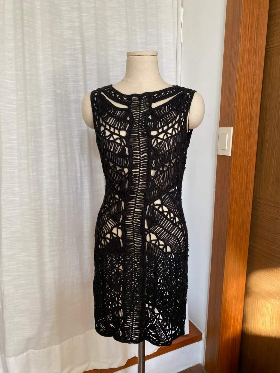 영국 TOPSHOP 탑샵 크로쉐 니트 드레스 블랙 케이트 모스 니트 레이어링 원피스 UK8 55사이즈