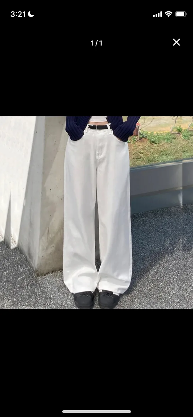 (새상품) 에이블리 모어핏 넛츠 하이웨스트 컬러 코튼 세미 와이드 롱 팬츠