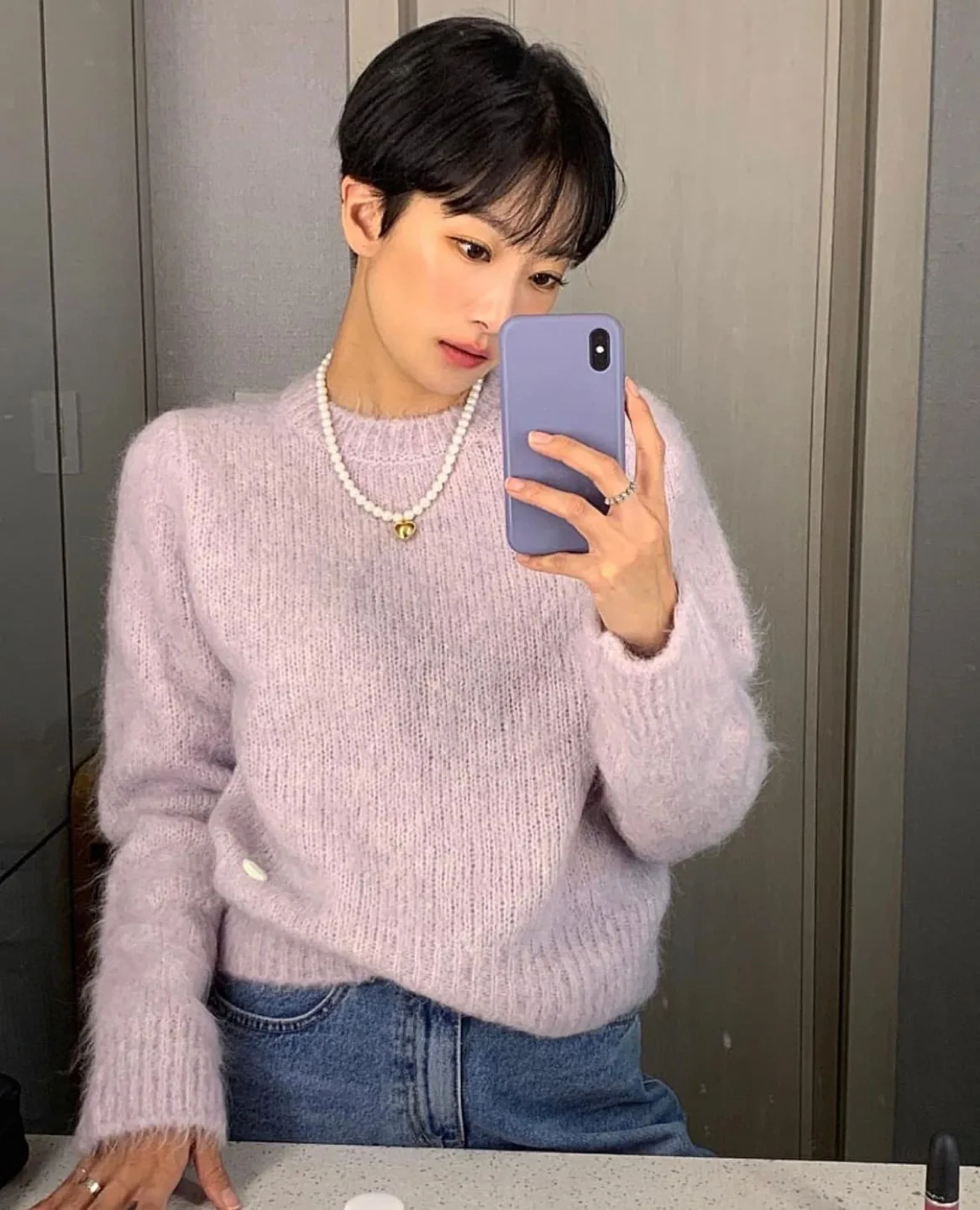 베뉴먼트 모헤어 라벤더니트 에이치모드