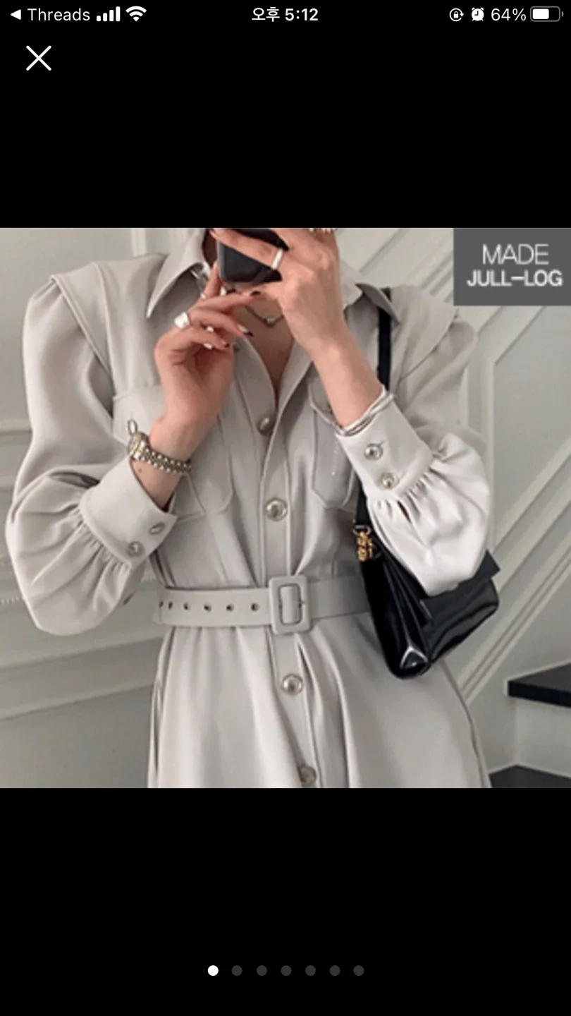 [새상품] 줄로그 링클프리 셔츠원피스