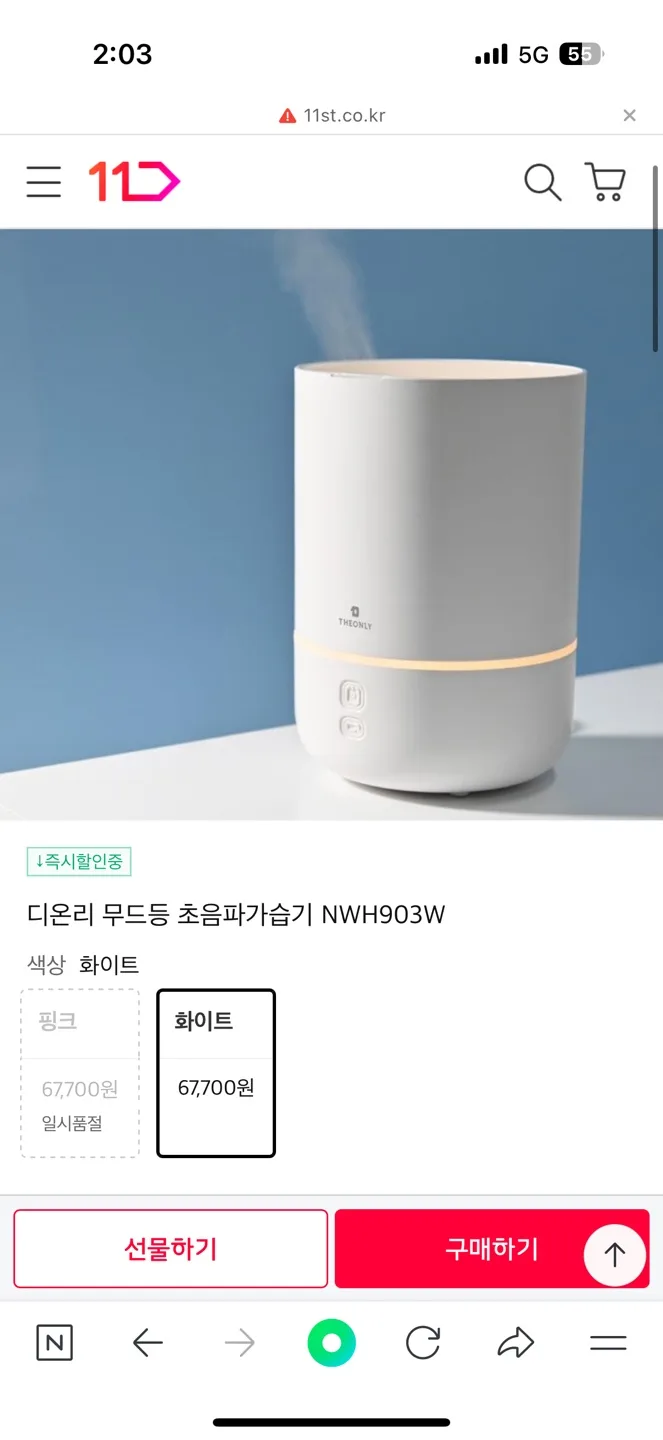 디온리 무드등 가습기