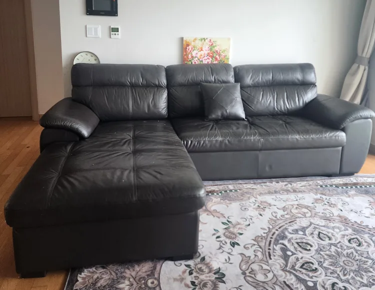 가죽 L자형 쇼파