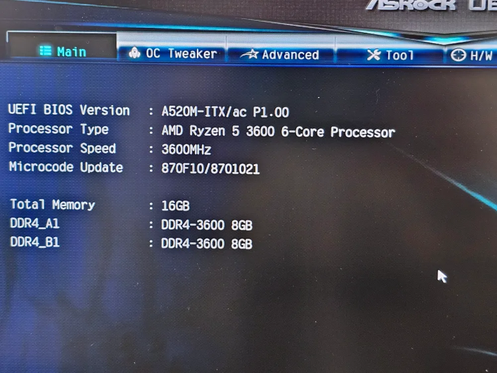 ITX구성(3600/A520M-ITX/어새신120SE)