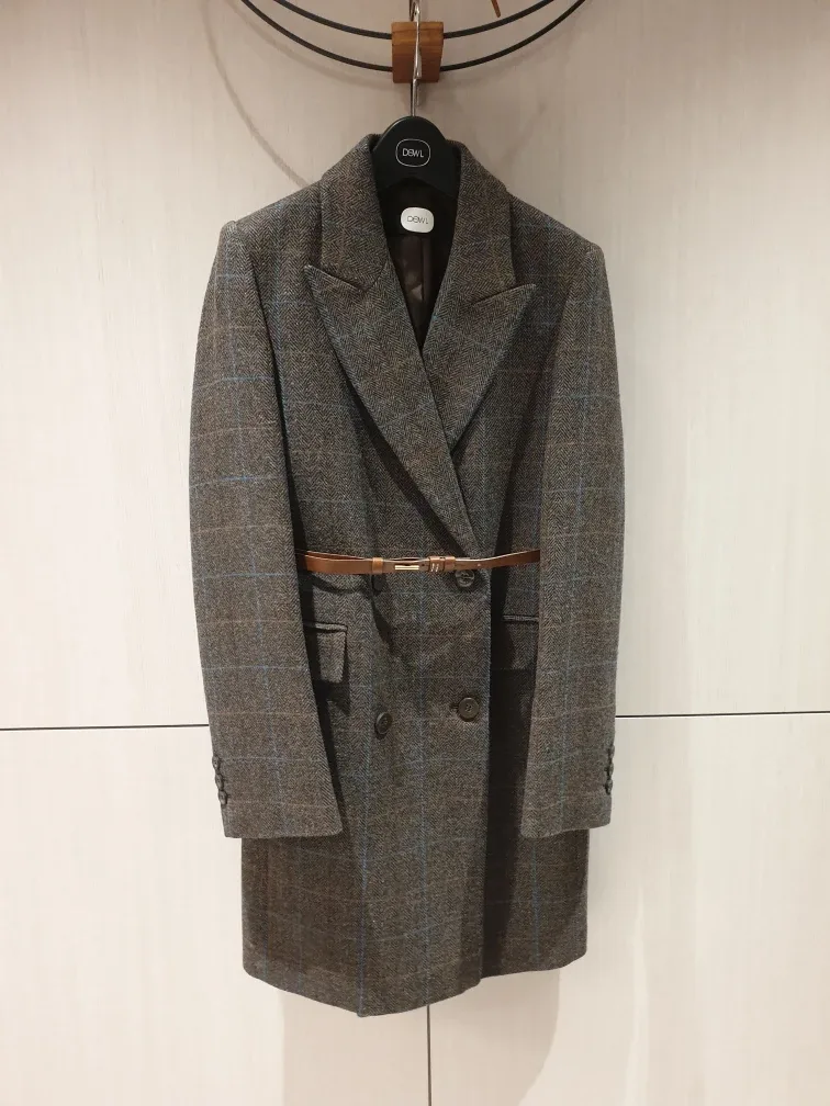 거의새제품) 듀엘 헤링본 체크패턴 모직 재켓 55사이즈