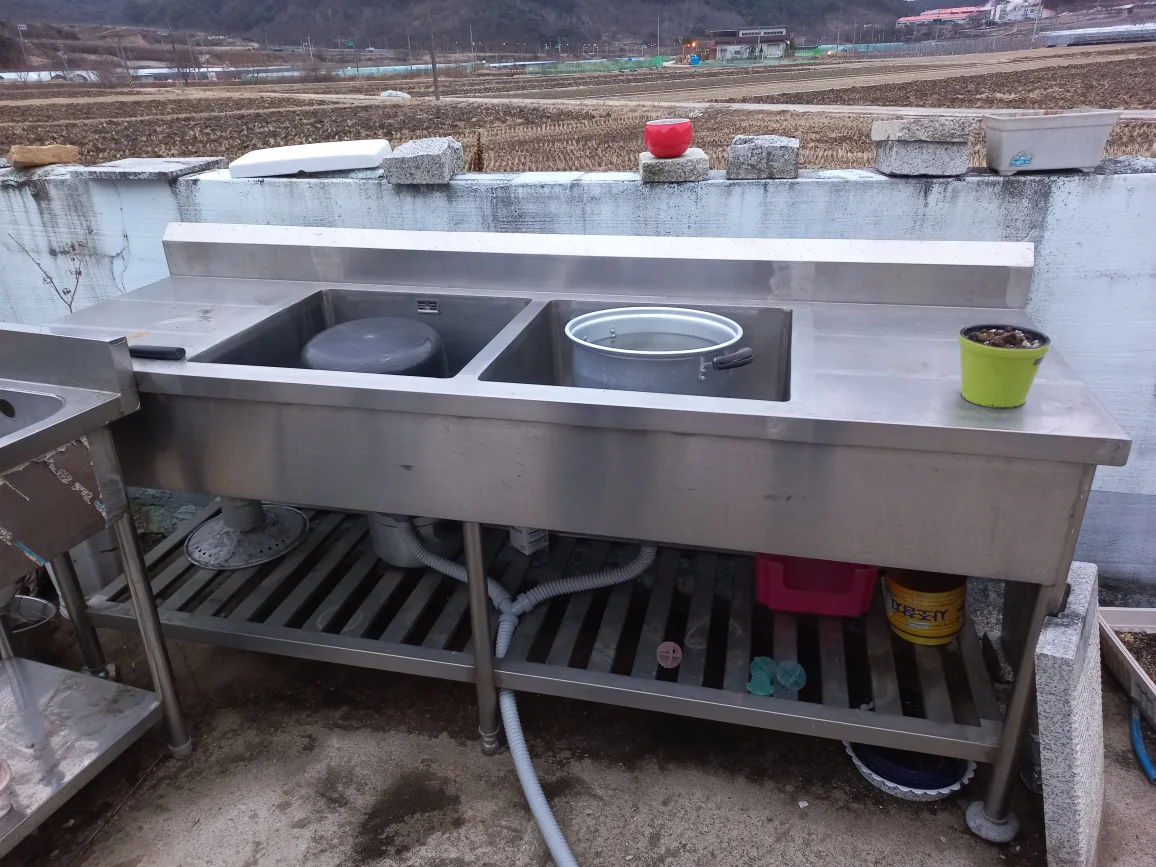 스텐레스 2槽 작업대(개수대)