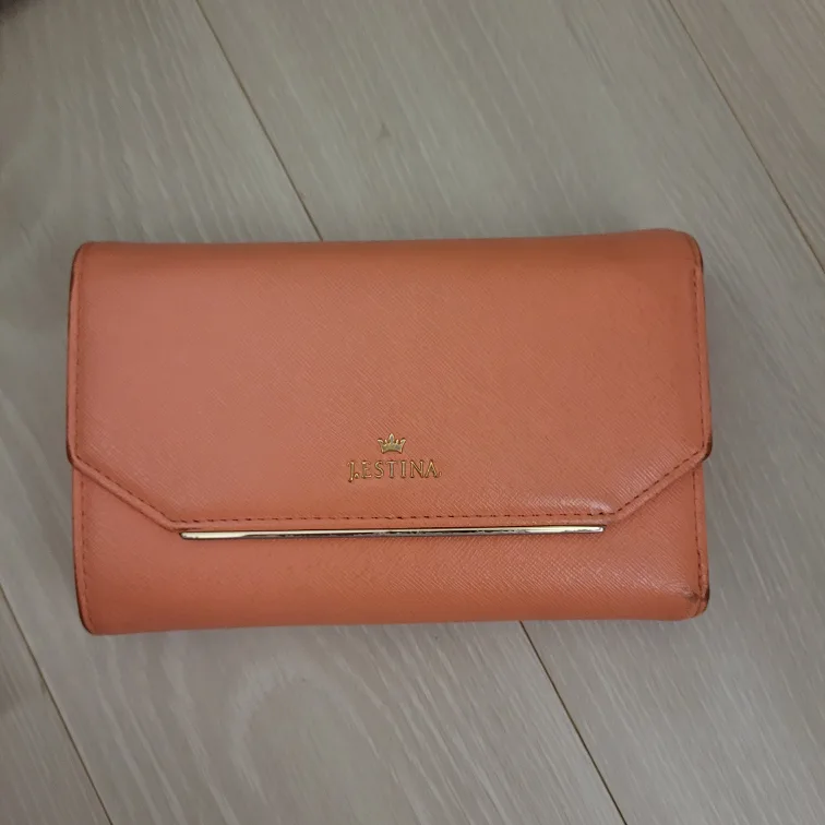 중고 제이에스티나 3단 중지갑 코랄 사진보다살짝더밝음
