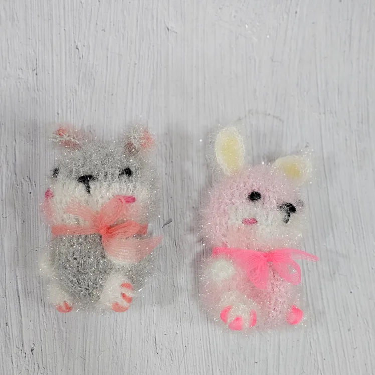 손뜨개 토끼+강쥐 인형 2개 세트