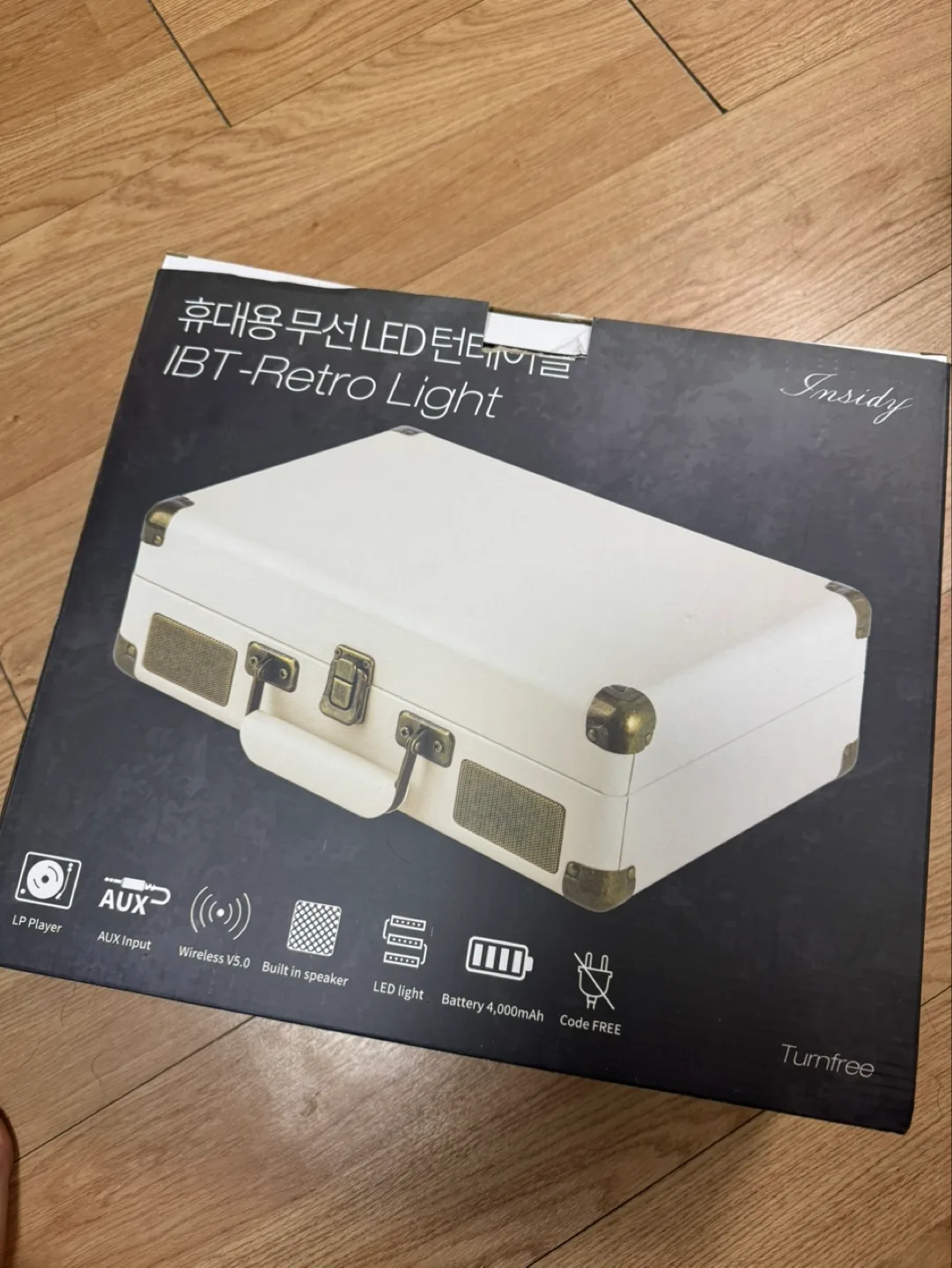 블루투스 스피커 ㅡ 인사이디(Insidy) 휴대용 무선 LED 턴테이블 IBT Retro Light