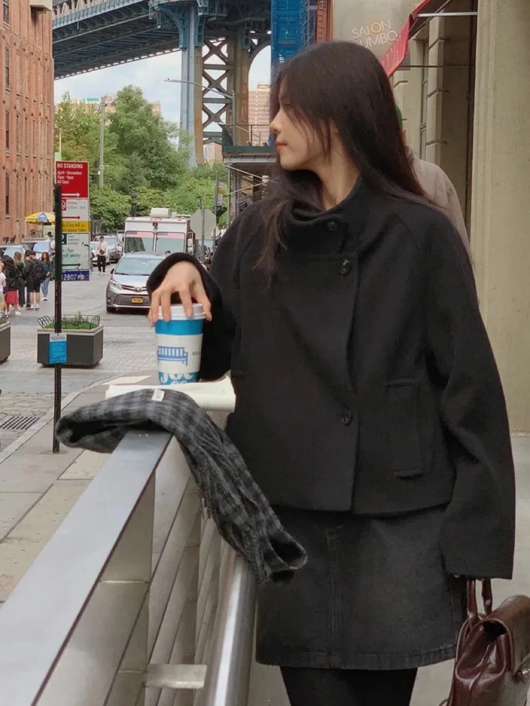 싱글 버튼 숏코트 블랙