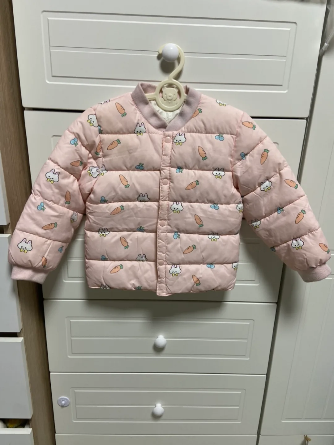 아동 핑크 토끼 경량 패딩 점퍼110