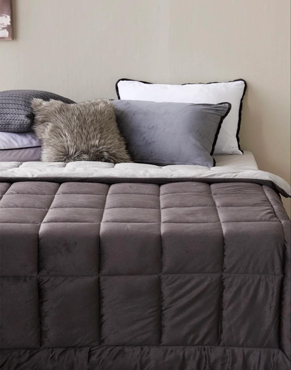 극세사 솔리드 차렵이불 퀸사이즈 (중고)