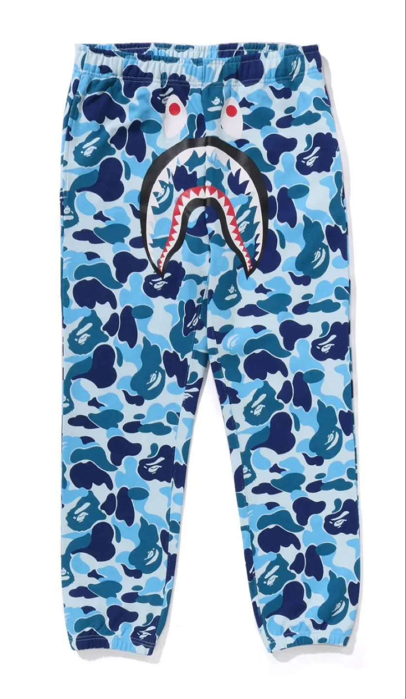 베이프 ABC 카모 샤크 레귤러 핏 스웨트팬츠 블루