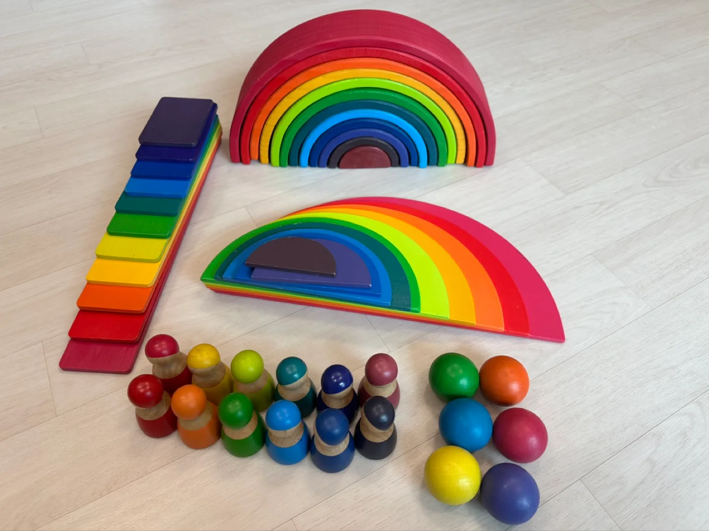 발도로프 무지개 원목 블럭 세트