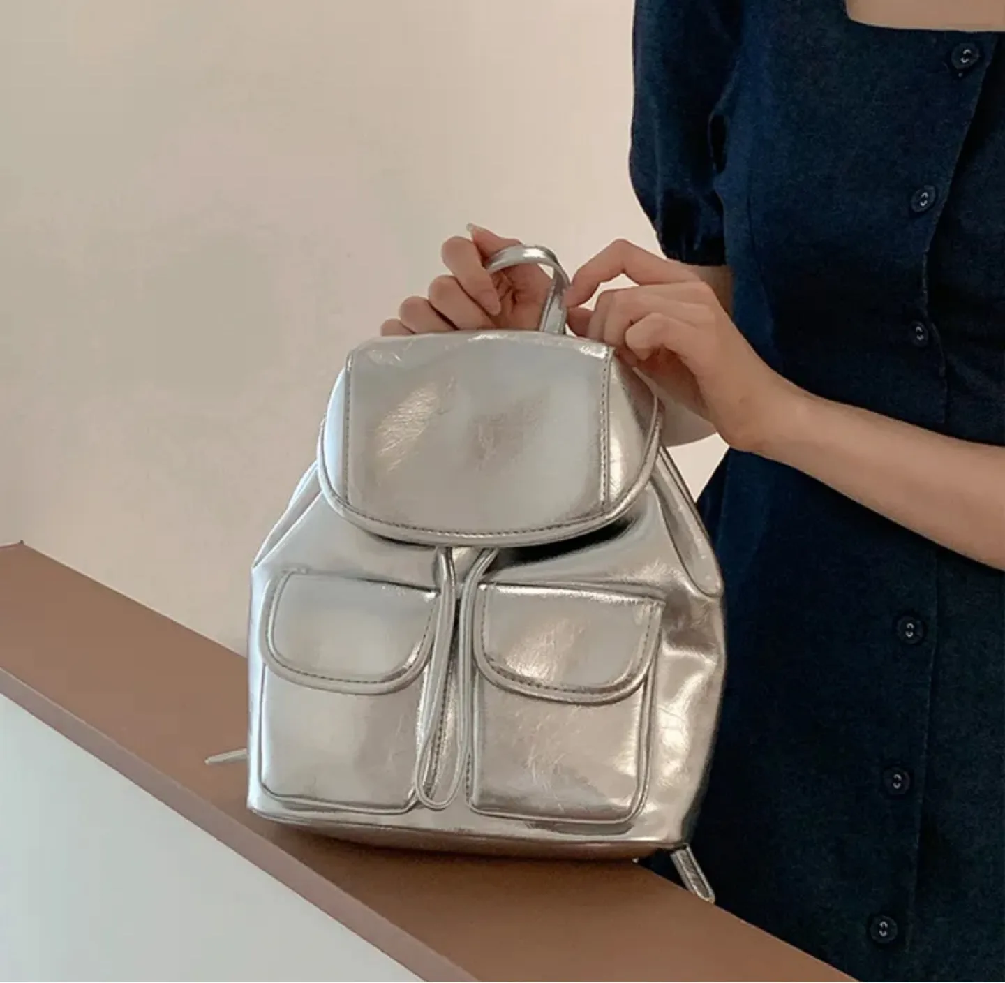 아뜨랑스 실버 미니 백팩