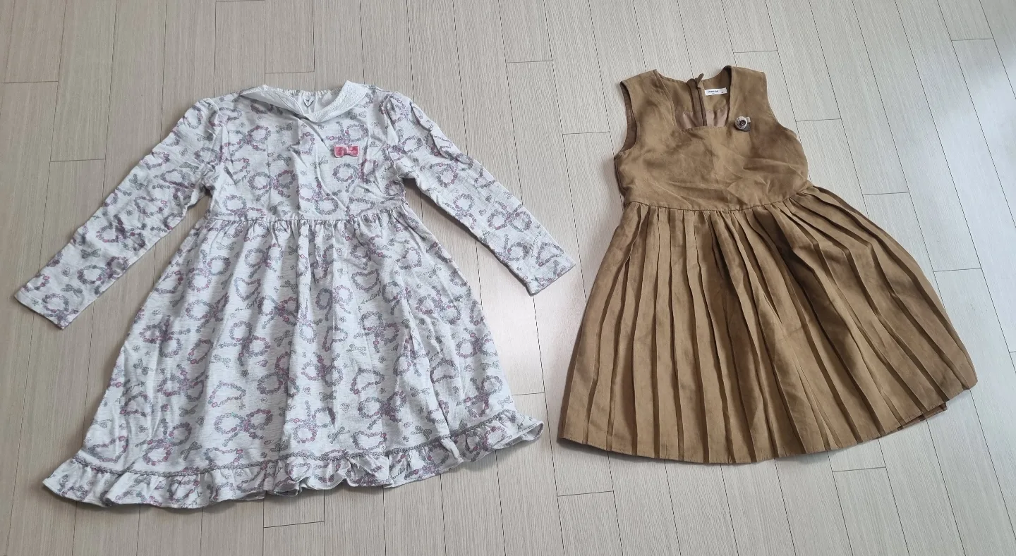 [중고] 여아 봄.가을 원피스 140 (2벌 일괄)