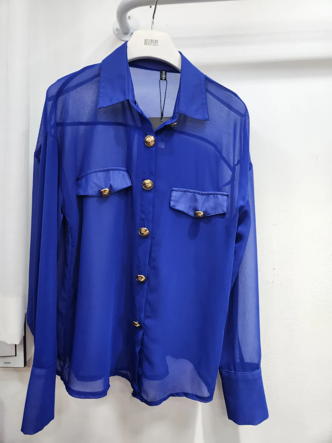 델리페페 쉬폰블루 셔츠66~77 새상품