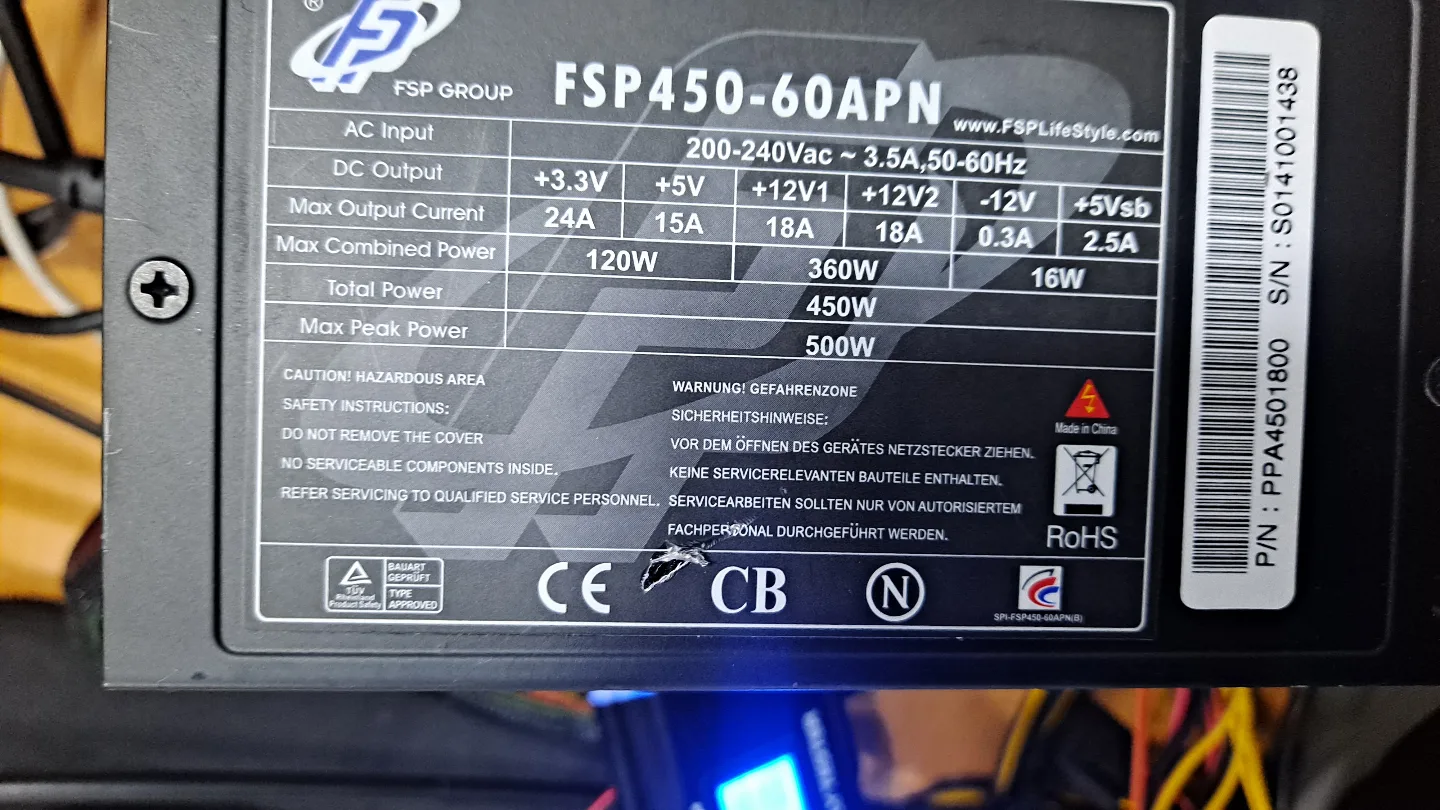 fsp 정격450w 중고파워서플라이 판매