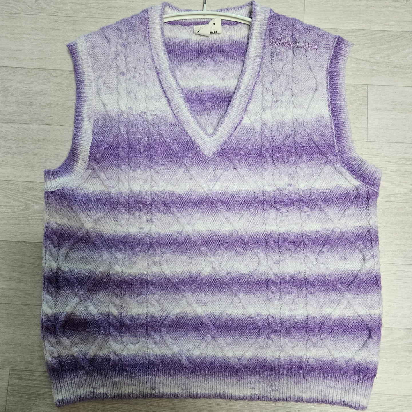 GENERAL IDEA 보라 케이블 니트 조끼
