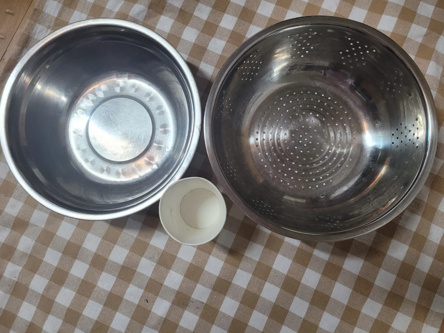 스텐레스  볼과 채반.2개.중고