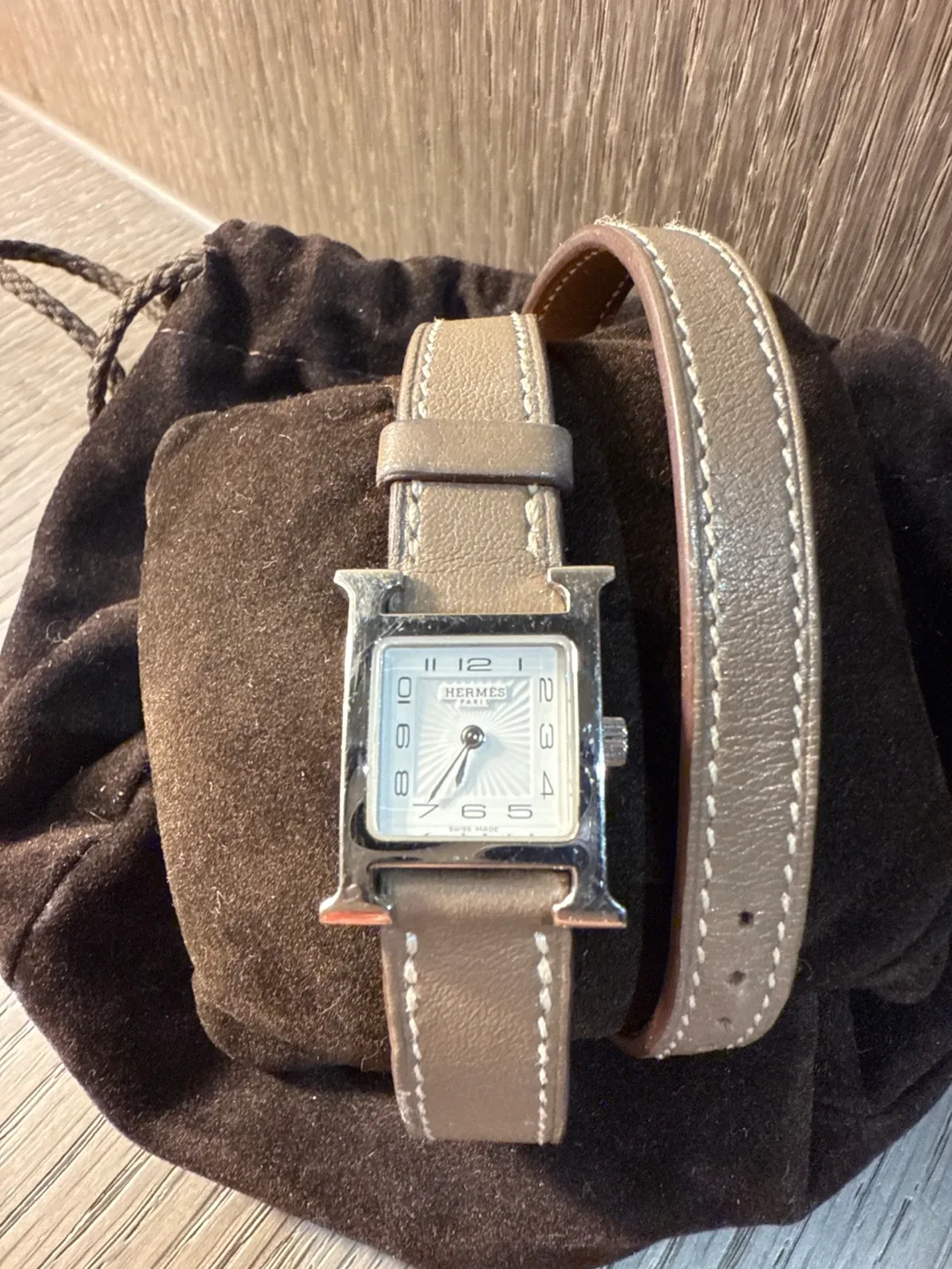 에르메스 H아워 가죽 시계
