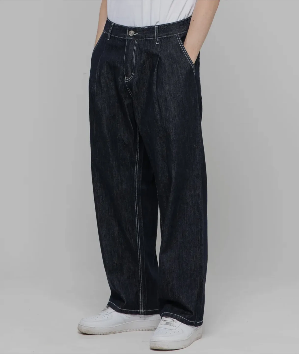 챔브로스 논페이드 와이드 데님팬츠[딥블루인디고]