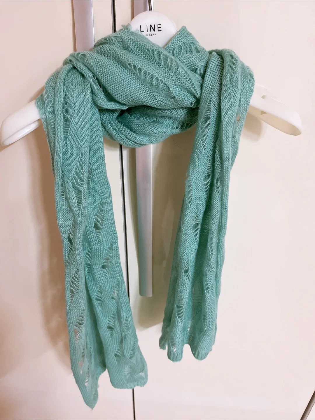 라인 린넨 스카프 민트색